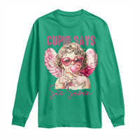 67 Valetines Long Sleeve Shirt Funny Cupid Says Six Seven - Wonder Print Shop