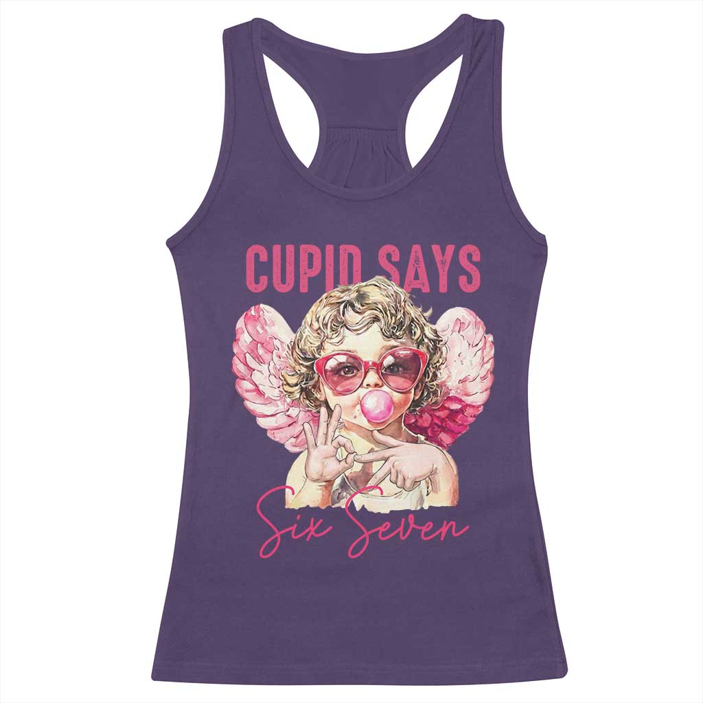 67 Valetines Racerback Tank Top Funny Cupid Says Six Seven - Wonder Print Shop