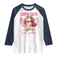 67 Valetines Raglan Shirt Funny Cupid Says Six Seven - Wonder Print Shop