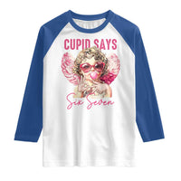 67 Valetines Raglan Shirt Funny Cupid Says Six Seven - Wonder Print Shop