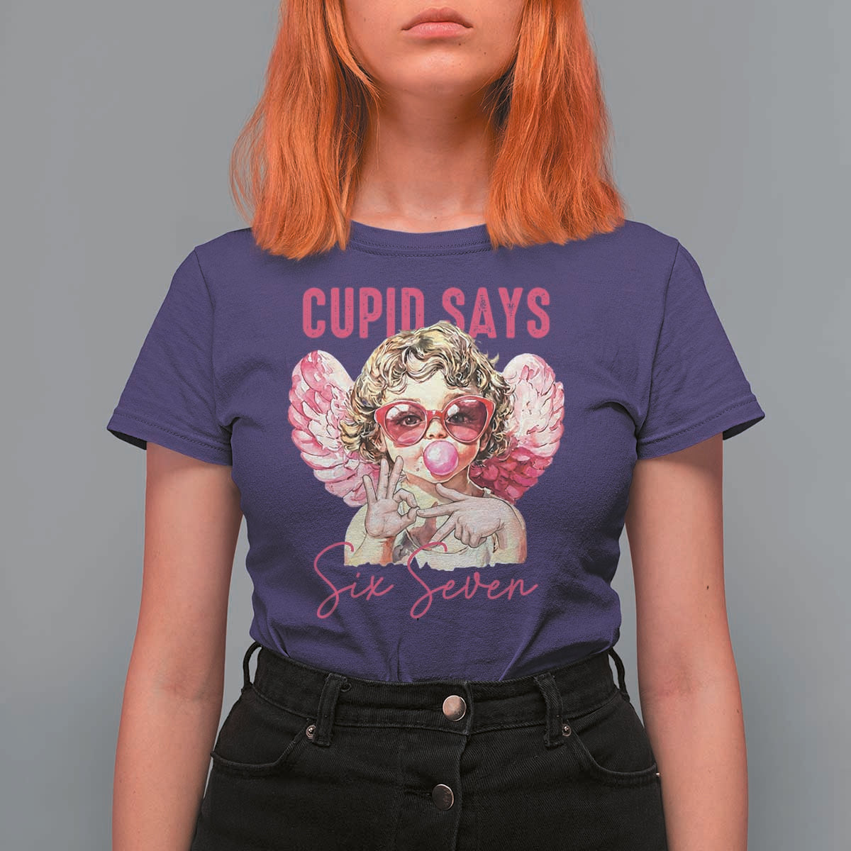 67 Valetines T Shirt For Women Funny Cupid Says Six Seven - Wonder Print Shop