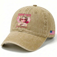 67 Valetines Washed Cotton Baseball Cap Funny Cupid Says Six Seven