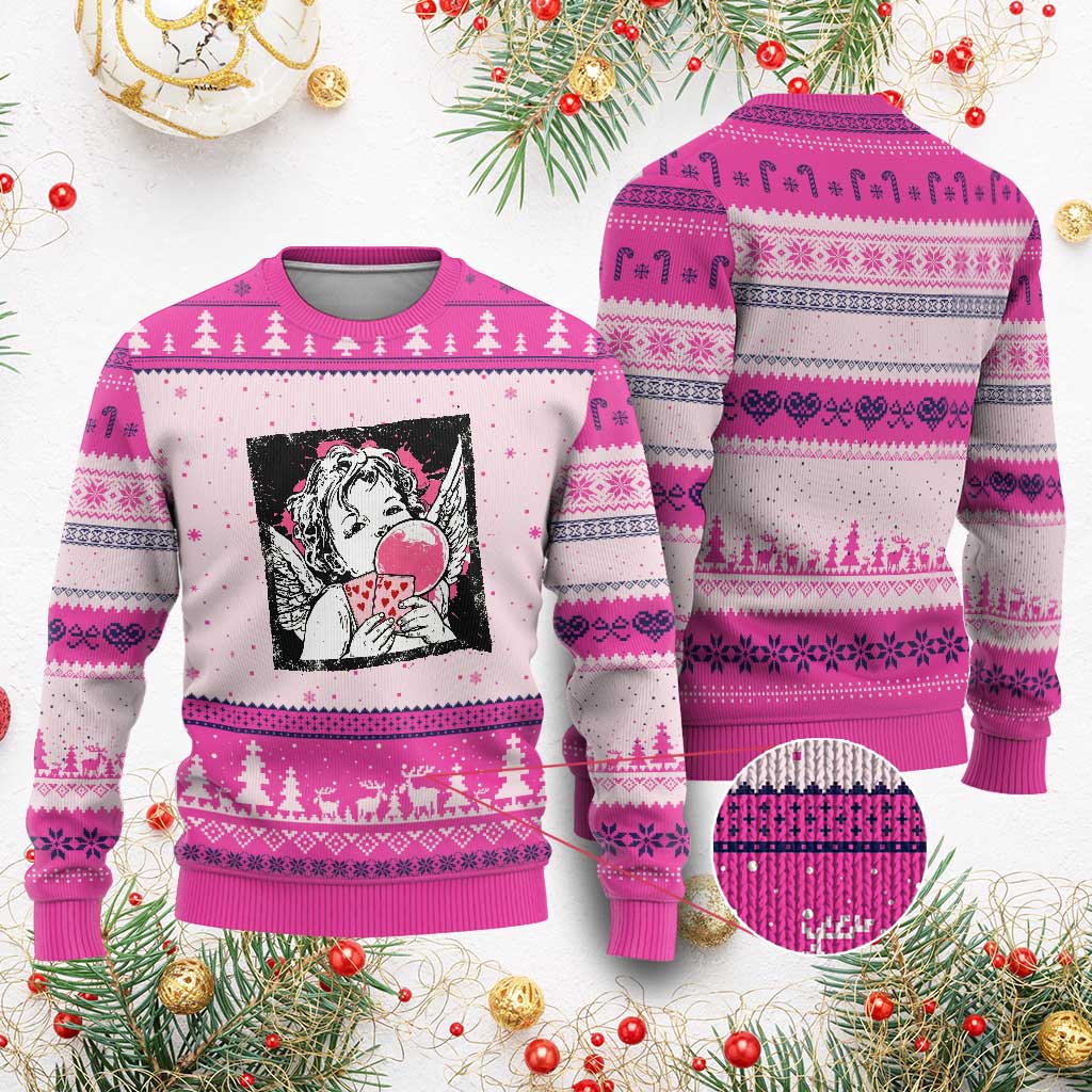 Funny 67 Valentines Ugly Christmas Sweater Cupid Playing Cards Six Seven - Wonder Print Shop