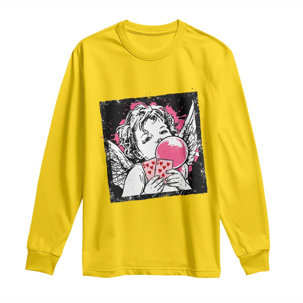 Funny 67 Valentines Long Sleeve Shirt Cupid Playing Cards Six Seven - Wonder Print Shop
