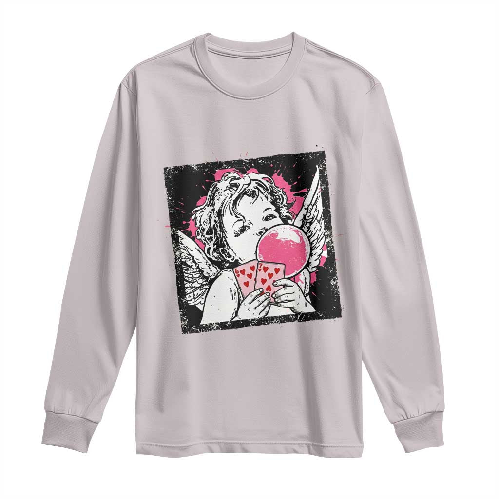 Funny 67 Valentines Long Sleeve Shirt Cupid Playing Cards Six Seven - Wonder Print Shop