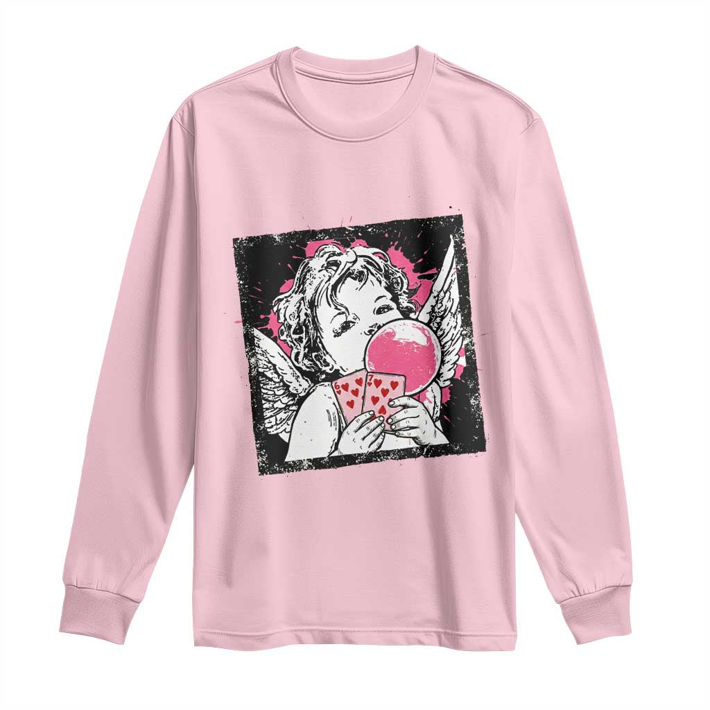 Funny 67 Valentines Long Sleeve Shirt Cupid Playing Cards Six Seven - Wonder Print Shop