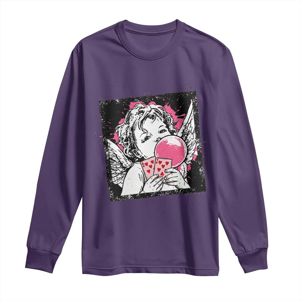 Funny 67 Valentines Long Sleeve Shirt Cupid Playing Cards Six Seven - Wonder Print Shop