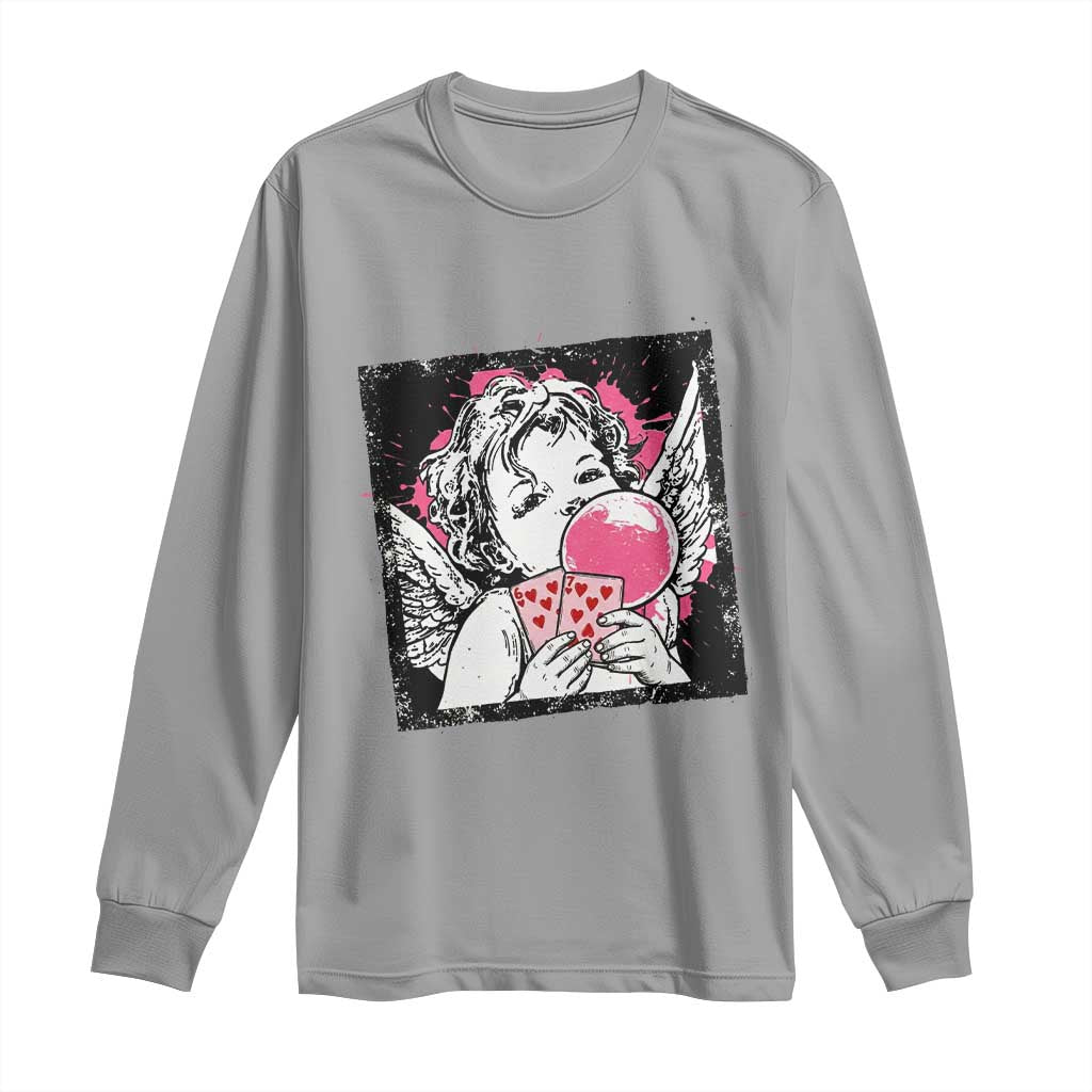 Funny 67 Valentines Long Sleeve Shirt Cupid Playing Cards Six Seven - Wonder Print Shop