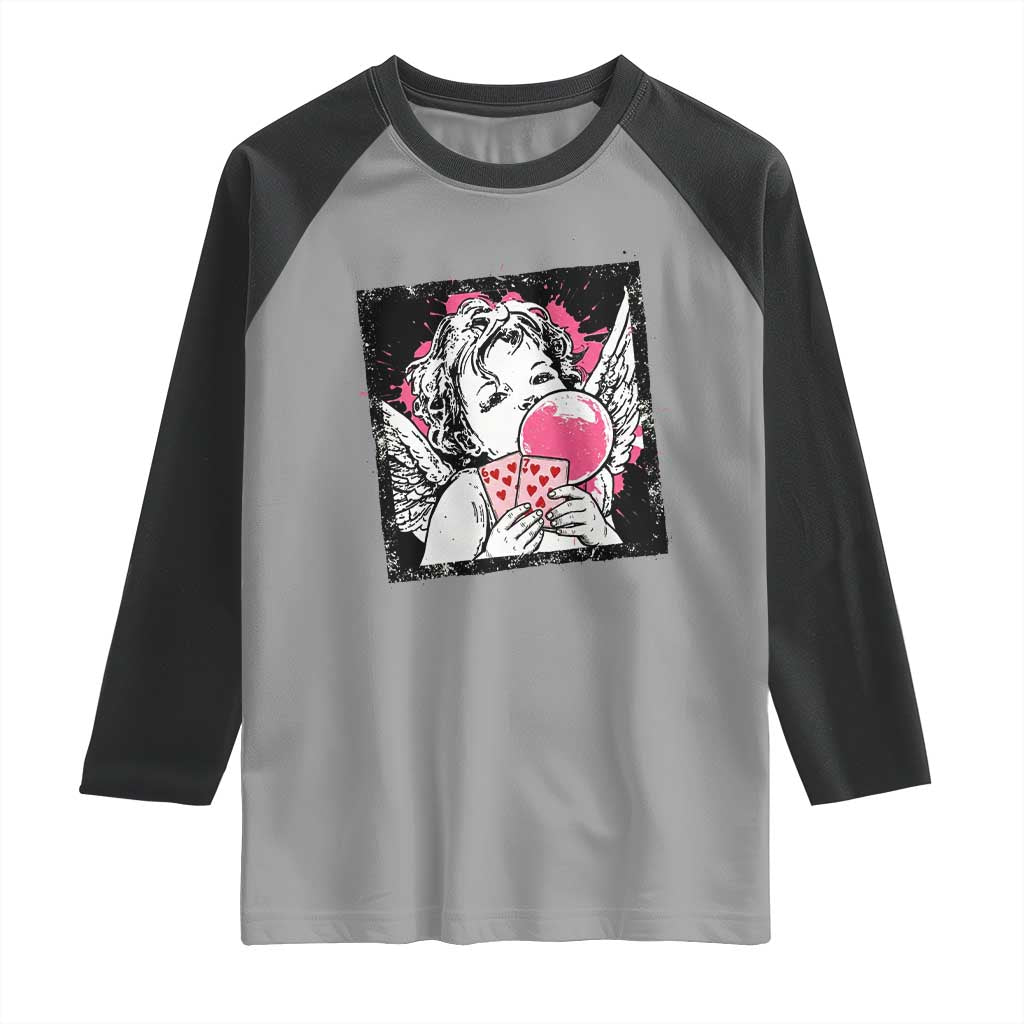 Funny 67 Valentines Raglan Shirt Cupid Playing Cards Six Seven - Wonder Print Shop