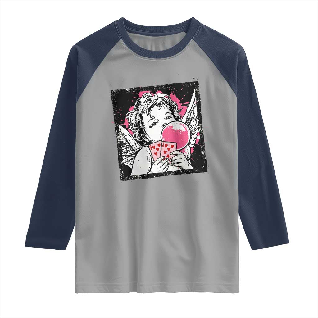 Funny 67 Valentines Raglan Shirt Cupid Playing Cards Six Seven - Wonder Print Shop