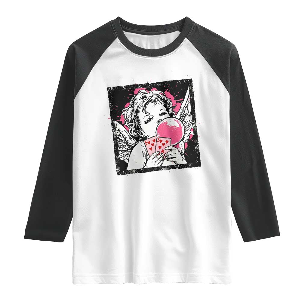 Funny 67 Valentines Raglan Shirt Cupid Playing Cards Six Seven - Wonder Print Shop