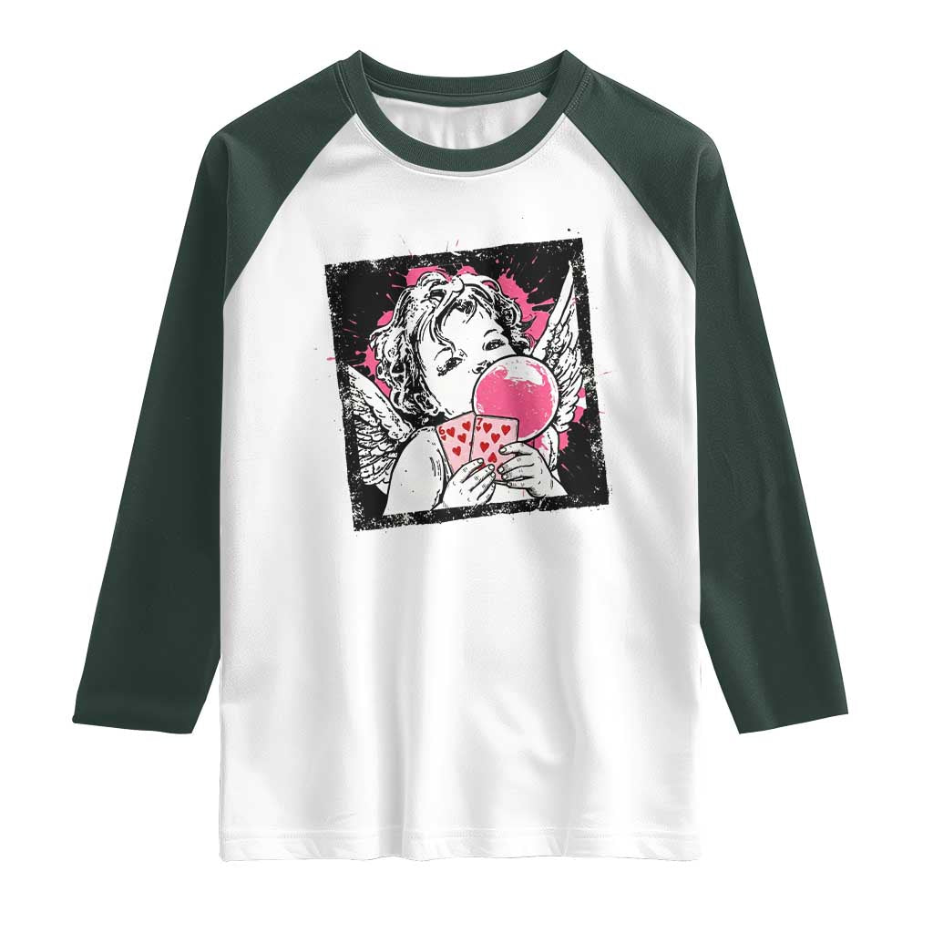 Funny 67 Valentines Raglan Shirt Cupid Playing Cards Six Seven - Wonder Print Shop