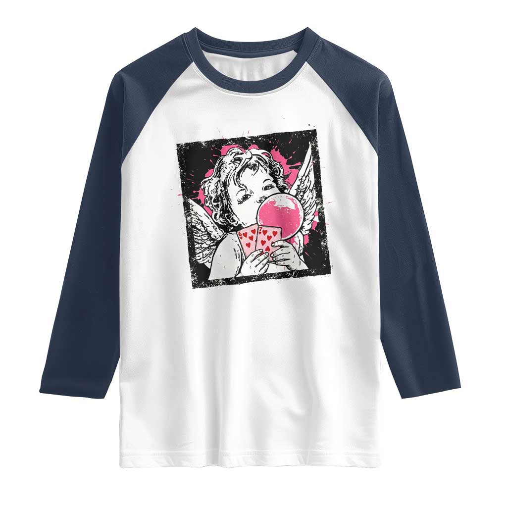 Funny 67 Valentines Raglan Shirt Cupid Playing Cards Six Seven - Wonder Print Shop