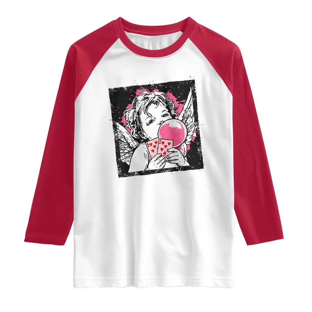 Funny 67 Valentines Raglan Shirt Cupid Playing Cards Six Seven - Wonder Print Shop
