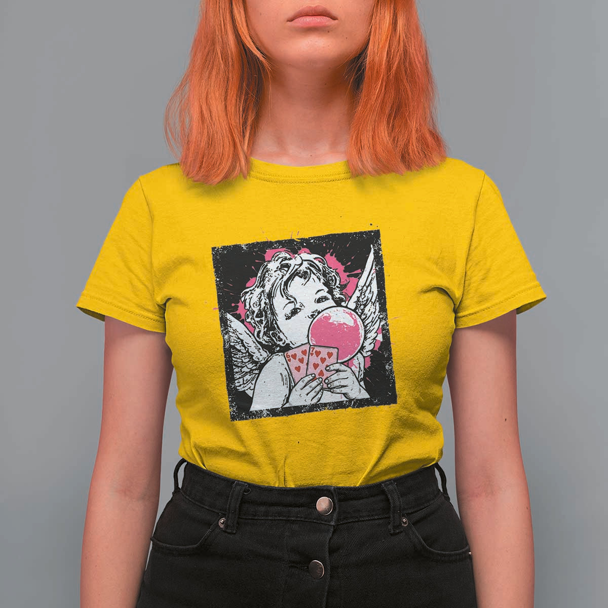 Funny 67 Valentines T Shirt For Women Cupid Playing Cards Six Seven - Wonder Print Shop