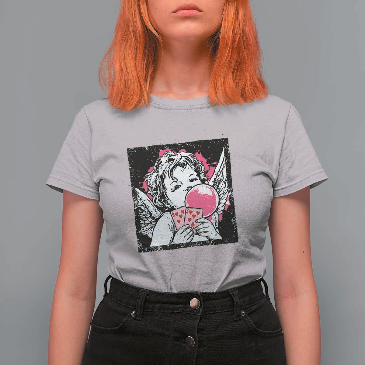 Funny 67 Valentines T Shirt For Women Cupid Playing Cards Six Seven - Wonder Print Shop