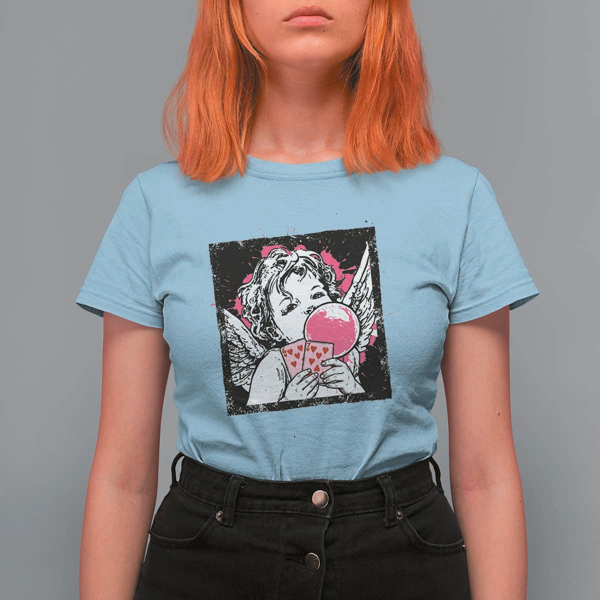 Funny 67 Valentines T Shirt For Women Cupid Playing Cards Six Seven - Wonder Print Shop