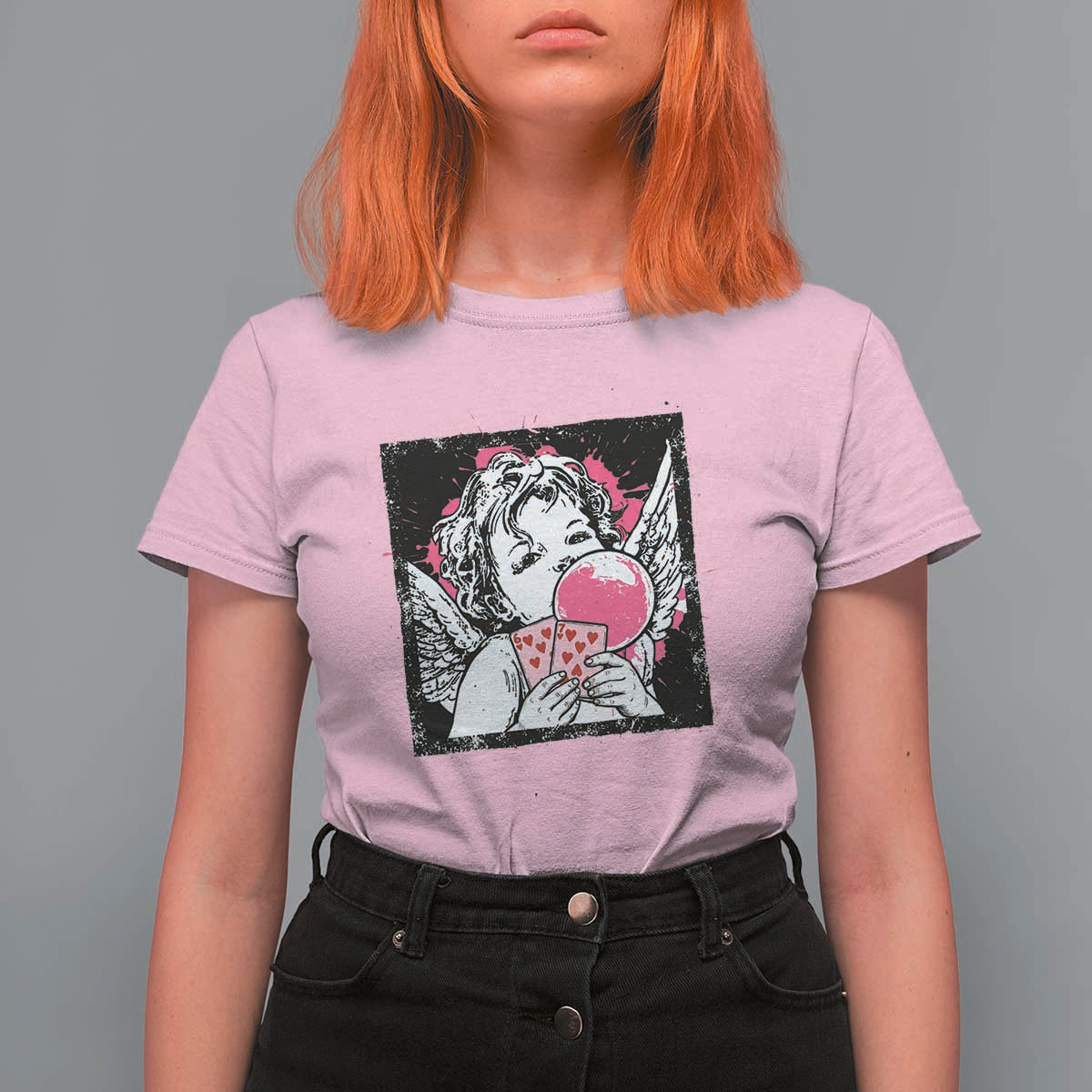 Funny 67 Valentines T Shirt For Women Cupid Playing Cards Six Seven - Wonder Print Shop