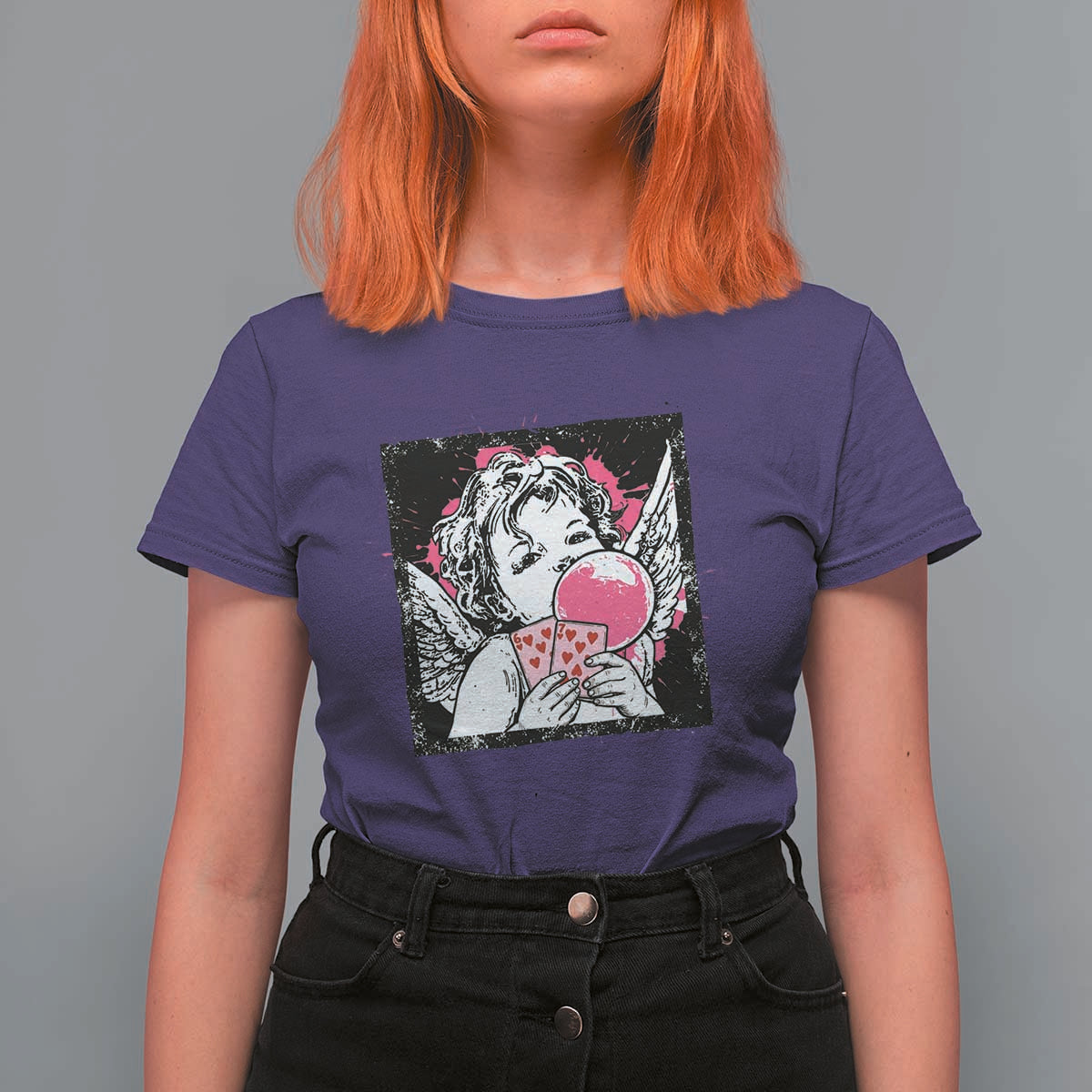 Funny 67 Valentines T Shirt For Women Cupid Playing Cards Six Seven - Wonder Print Shop