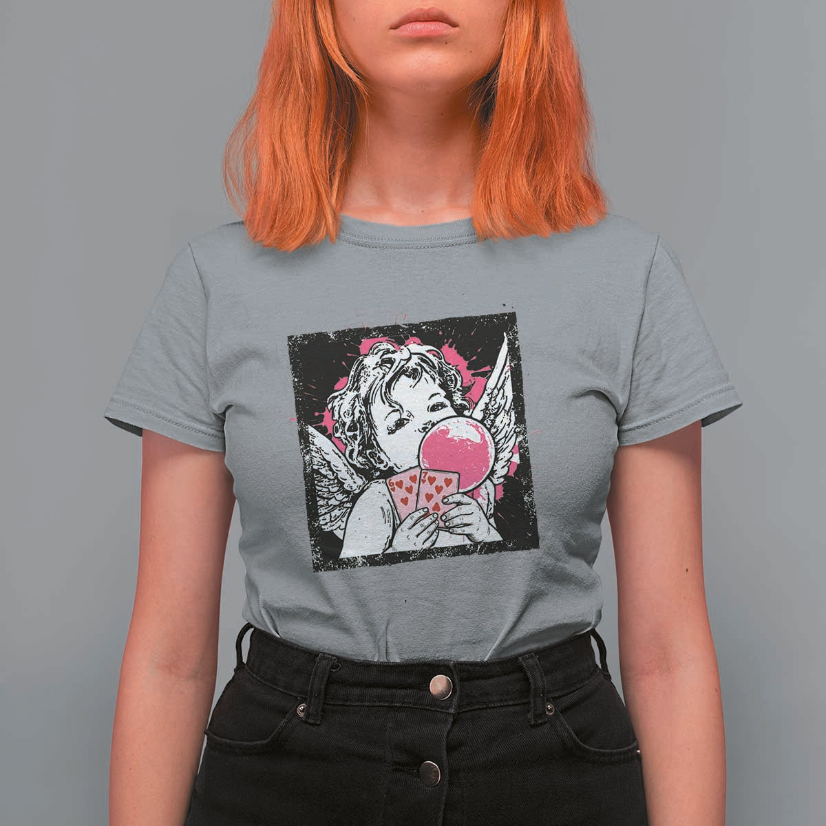 Funny 67 Valentines T Shirt For Women Cupid Playing Cards Six Seven - Wonder Print Shop