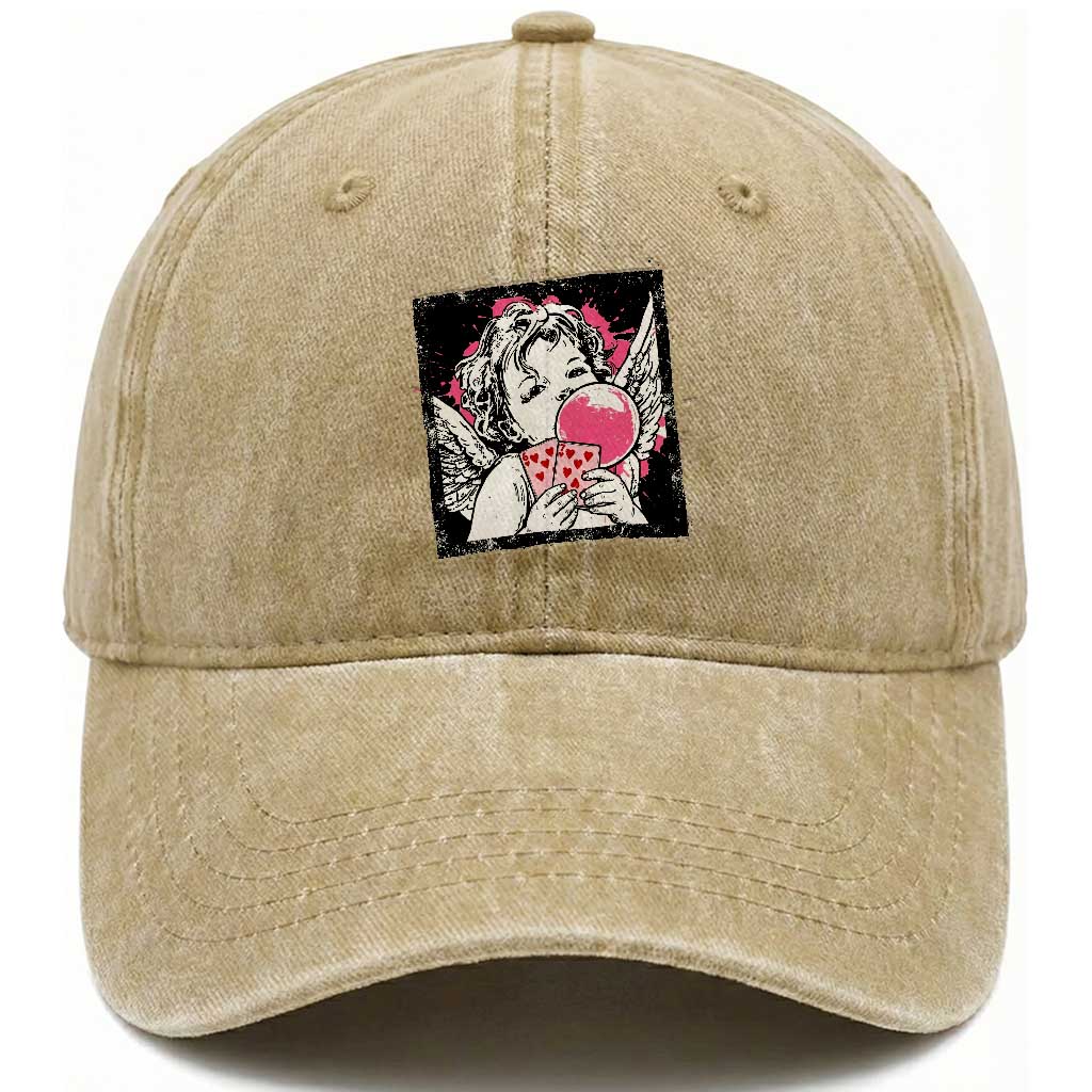 Funny 67 Valentines Washed Cotton Baseball Cap Cupid Playing Cards Six Seven