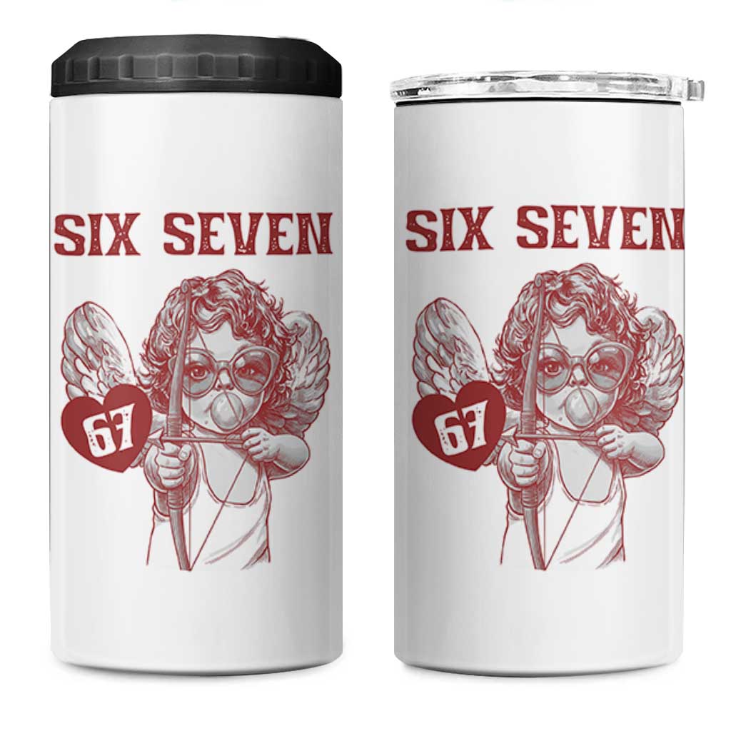 67 Valetines Meme 4 in 1 Can Cooler Tumbler Funny Six Seven Valentines Day Heart - Wonder Print Shop
