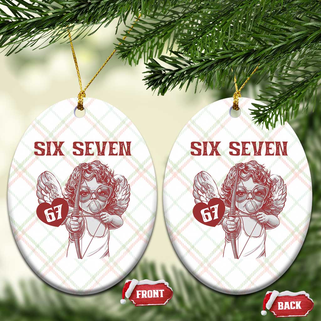 67 Valetines Meme Ceramic Ornament Funny Six Seven Valentines Day Heart - Wonder Print Shop