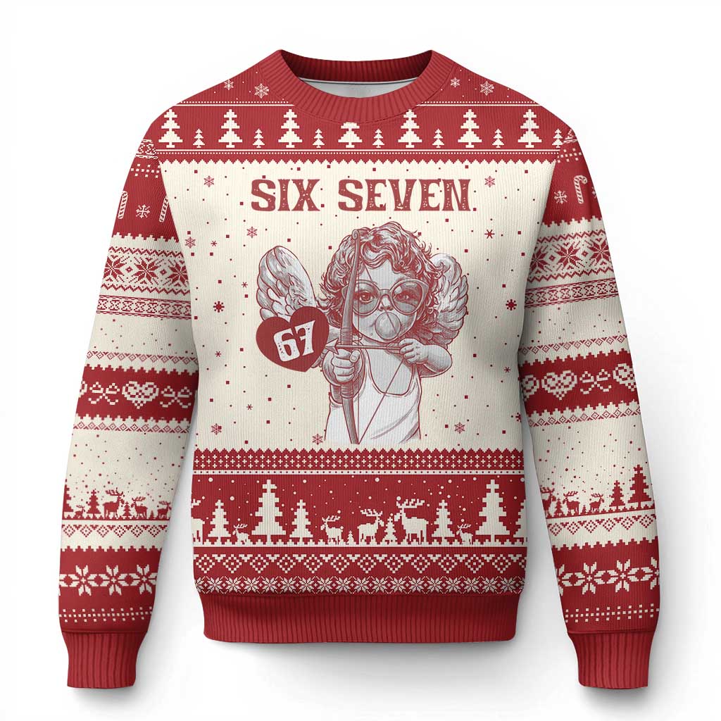 67 Valetines Meme Ugly Christmas Sweater Funny Six Seven Valentines Day Heart - Wonder Print Shop