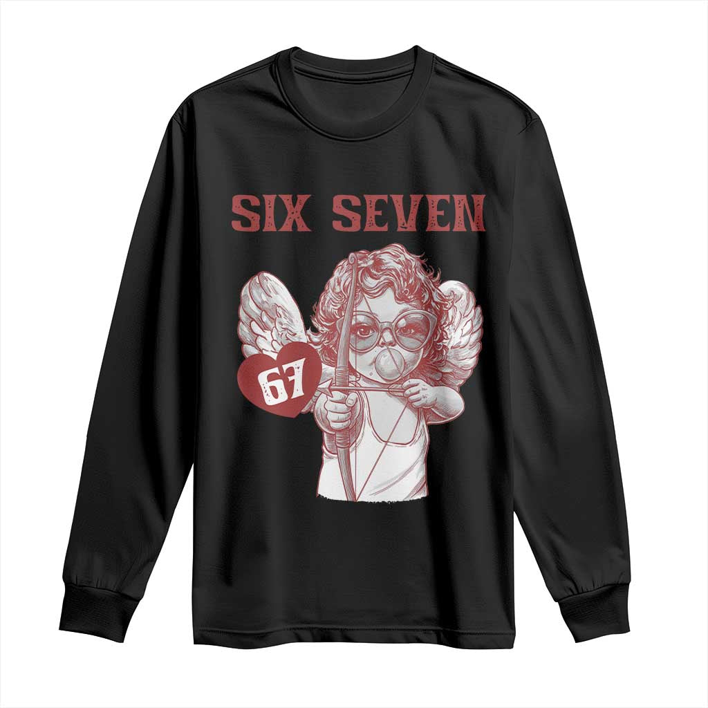 67 Valetines Meme Long Sleeve Shirt Funny Six Seven Valentines Day Heart - Wonder Print Shop