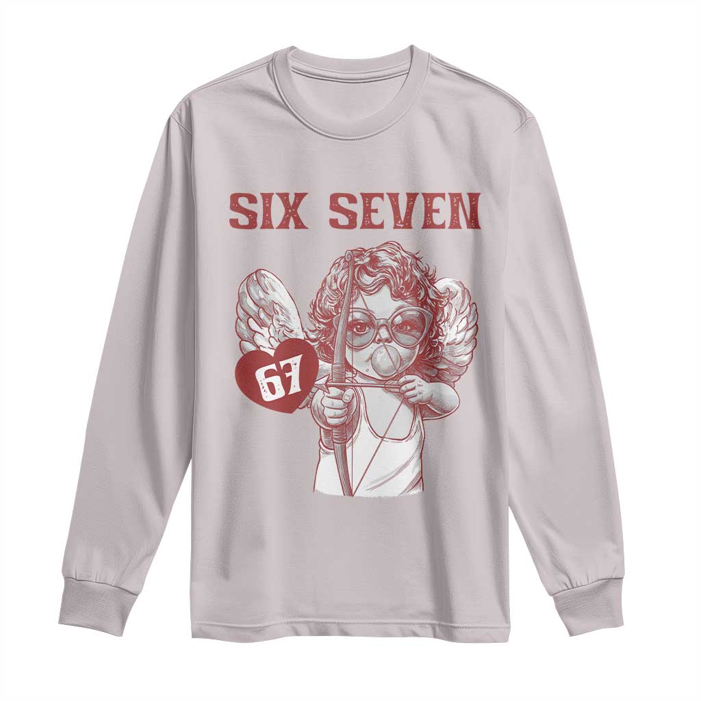 67 Valetines Meme Long Sleeve Shirt Funny Six Seven Valentines Day Heart - Wonder Print Shop