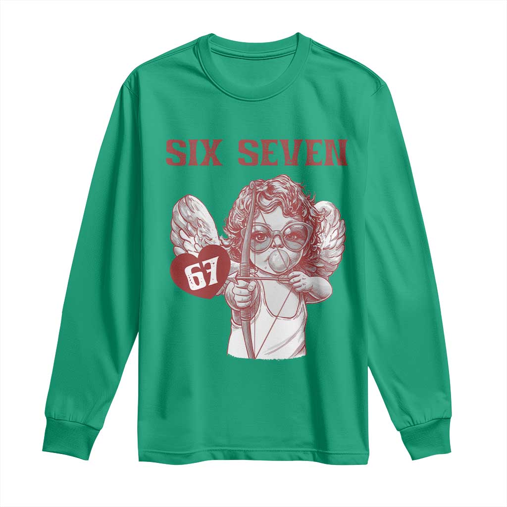 67 Valetines Meme Long Sleeve Shirt Funny Six Seven Valentines Day Heart - Wonder Print Shop