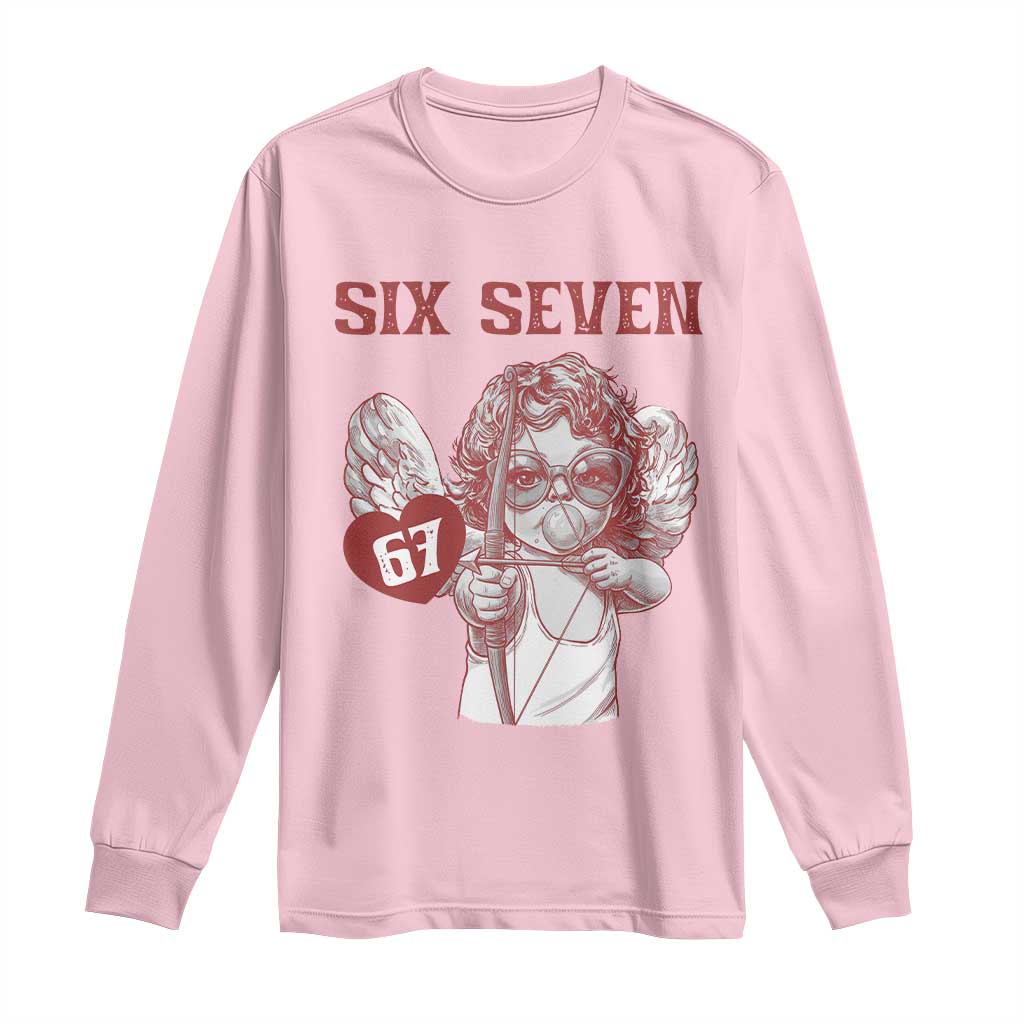 67 Valetines Meme Long Sleeve Shirt Funny Six Seven Valentines Day Heart - Wonder Print Shop