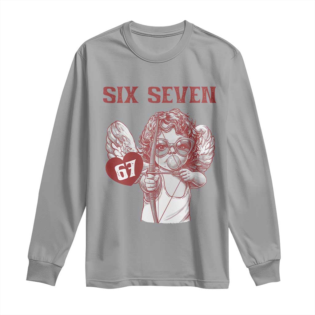 67 Valetines Meme Long Sleeve Shirt Funny Six Seven Valentines Day Heart - Wonder Print Shop