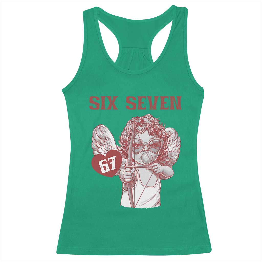 67 Valetines Meme Racerback Tank Top Funny Six Seven Valentines Day Heart - Wonder Print Shop