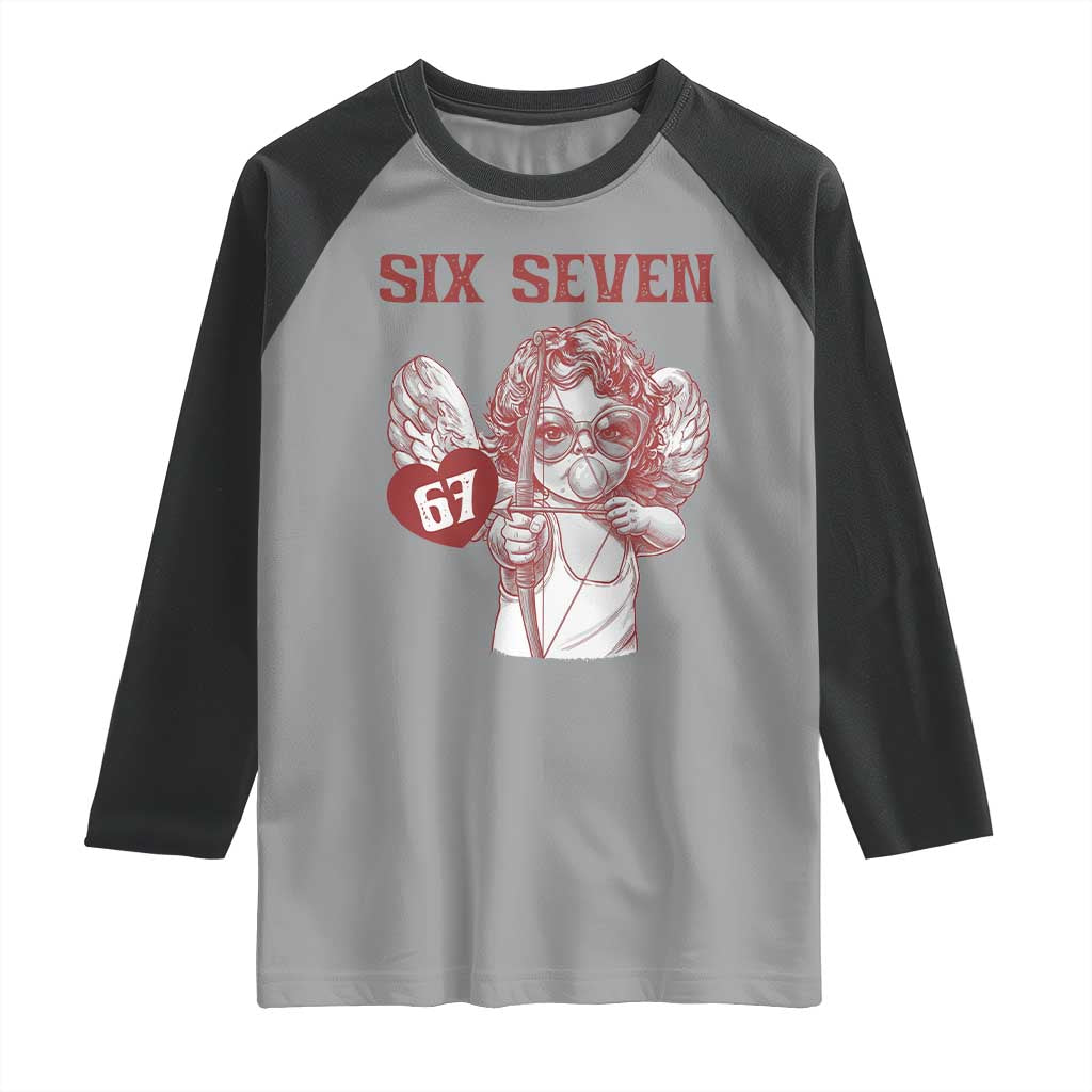 67 Valetines Meme Raglan Shirt Funny Six Seven Valentines Day Heart - Wonder Print Shop