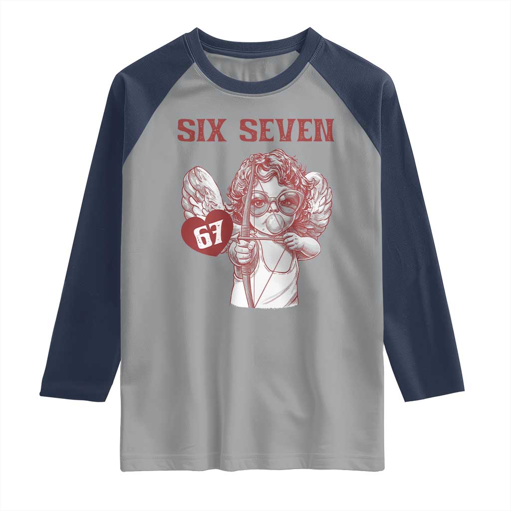67 Valetines Meme Raglan Shirt Funny Six Seven Valentines Day Heart - Wonder Print Shop