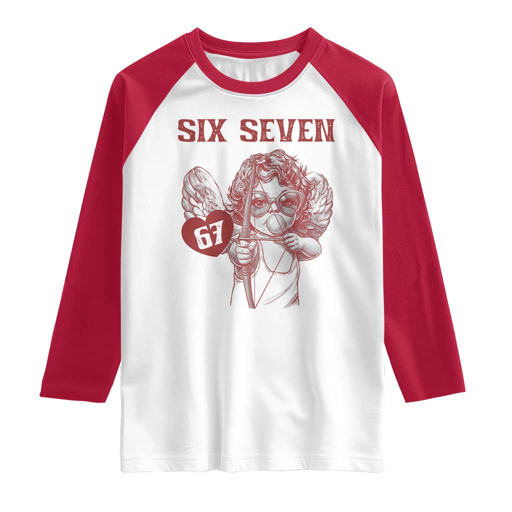 67 Valetines Meme Raglan Shirt Funny Six Seven Valentines Day Heart - Wonder Print Shop