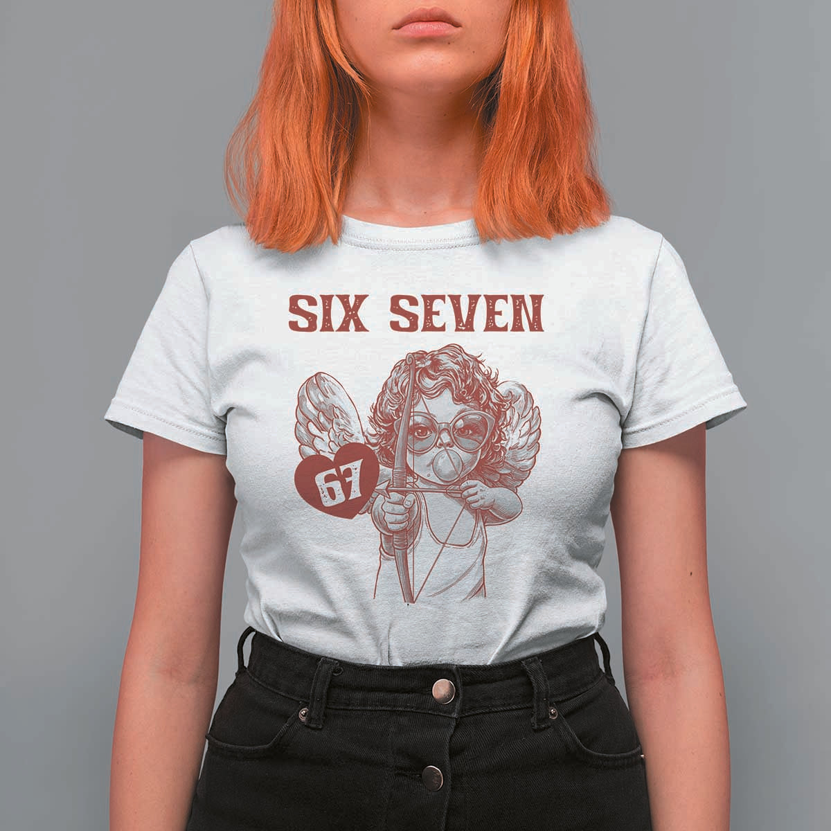 67 Valetines Meme T Shirt For Women Funny Six Seven Valentines Day Heart - Wonder Print Shop