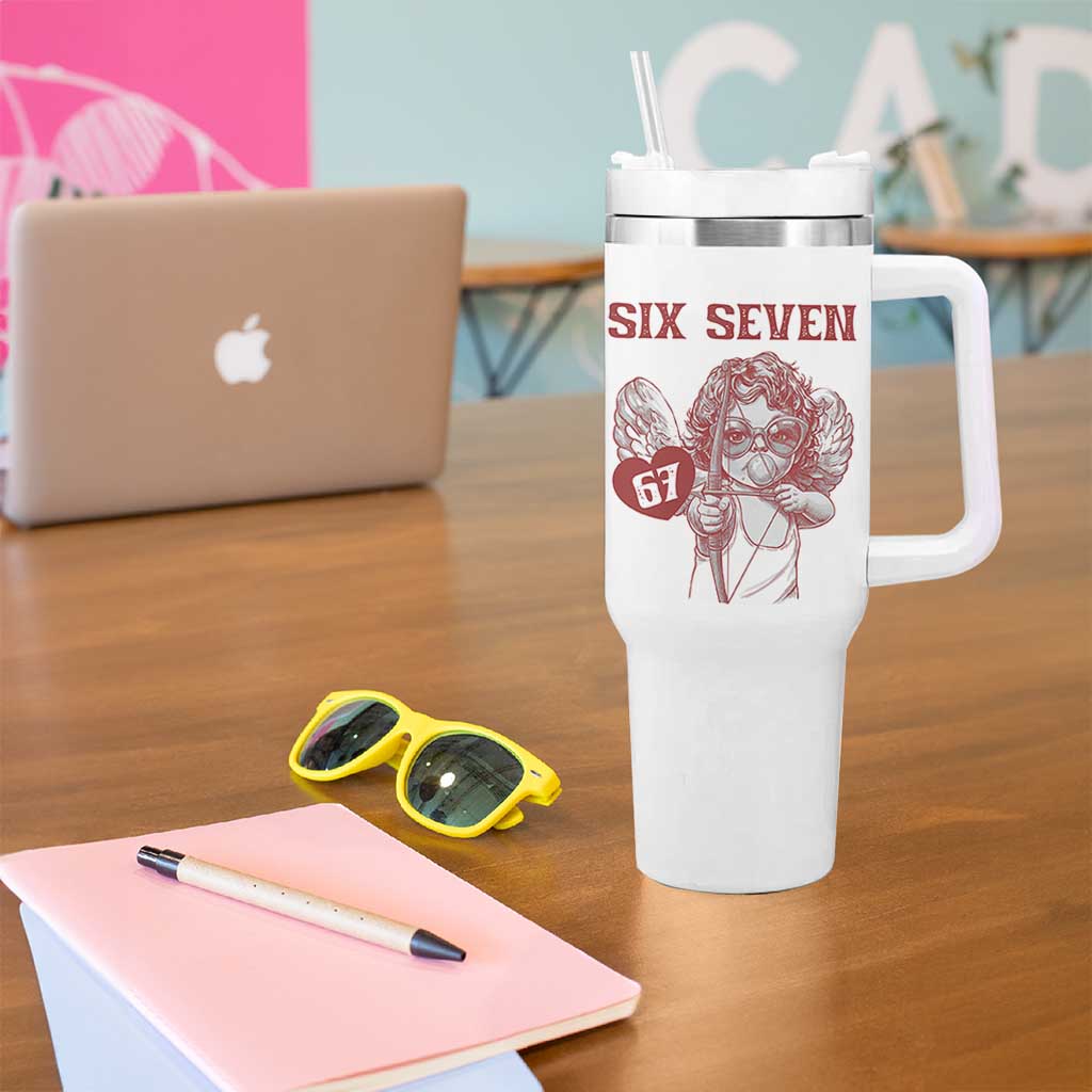 67 Valetines Meme Tumbler With Handle Funny Six Seven Valentines Day Heart - Wonder Print Shop