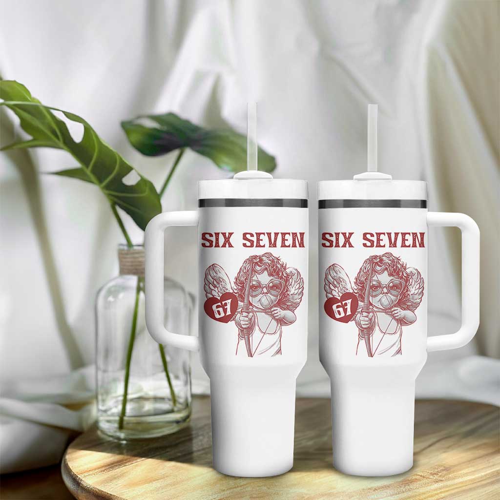 67 Valetines Meme Tumbler With Handle Funny Six Seven Valentines Day Heart - Wonder Print Shop