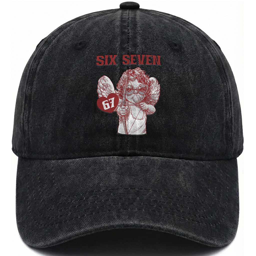 67 Valetines Meme Washed Cotton Baseball Cap Funny Six Seven Valentines Day Heart