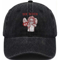 67 Valetines Meme Washed Cotton Baseball Cap Funny Six Seven Valentines Day Heart