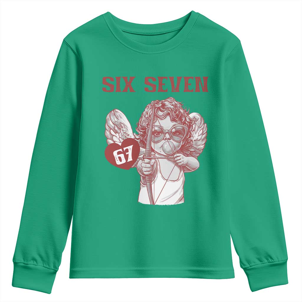 67 Valetines Meme Youth Sweatshirt Funny Six Seven Valentines Day Heart - Wonder Print Shop