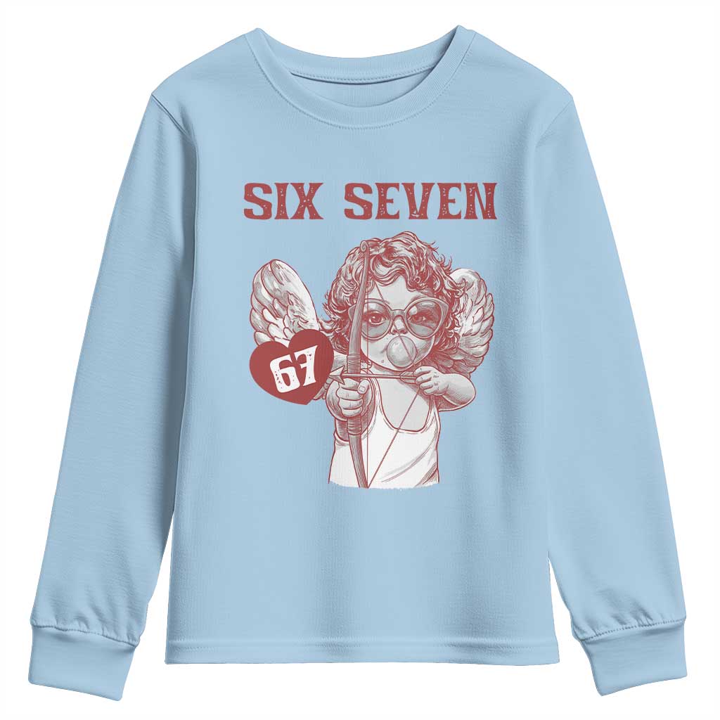 67 Valetines Meme Youth Sweatshirt Funny Six Seven Valentines Day Heart - Wonder Print Shop