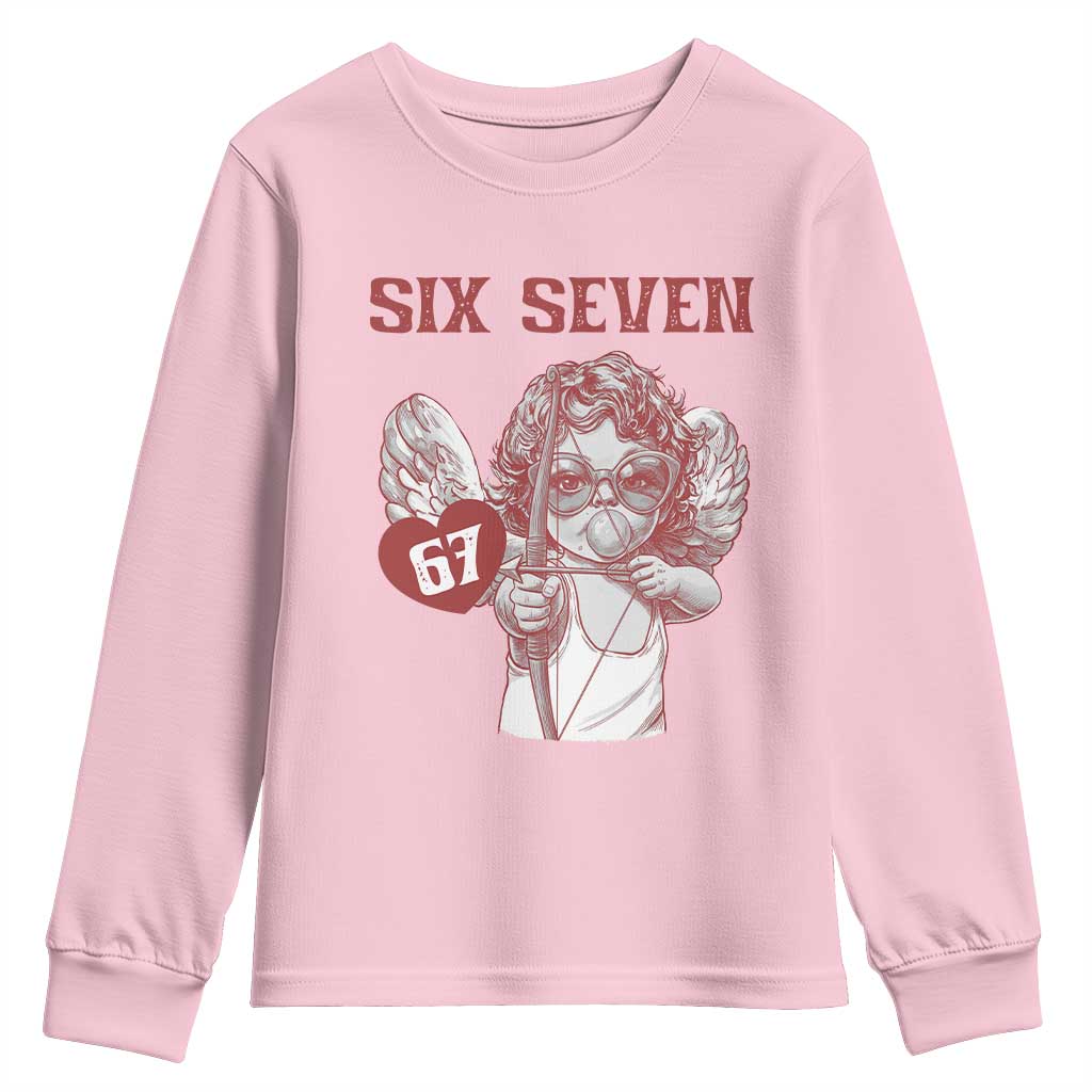 67 Valetines Meme Youth Sweatshirt Funny Six Seven Valentines Day Heart - Wonder Print Shop