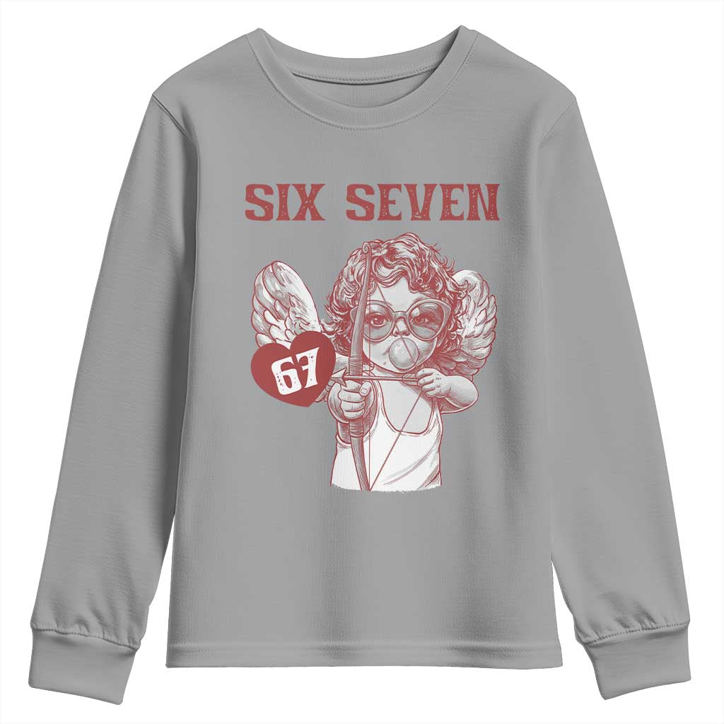67 Valetines Meme Youth Sweatshirt Funny Six Seven Valentines Day Heart - Wonder Print Shop
