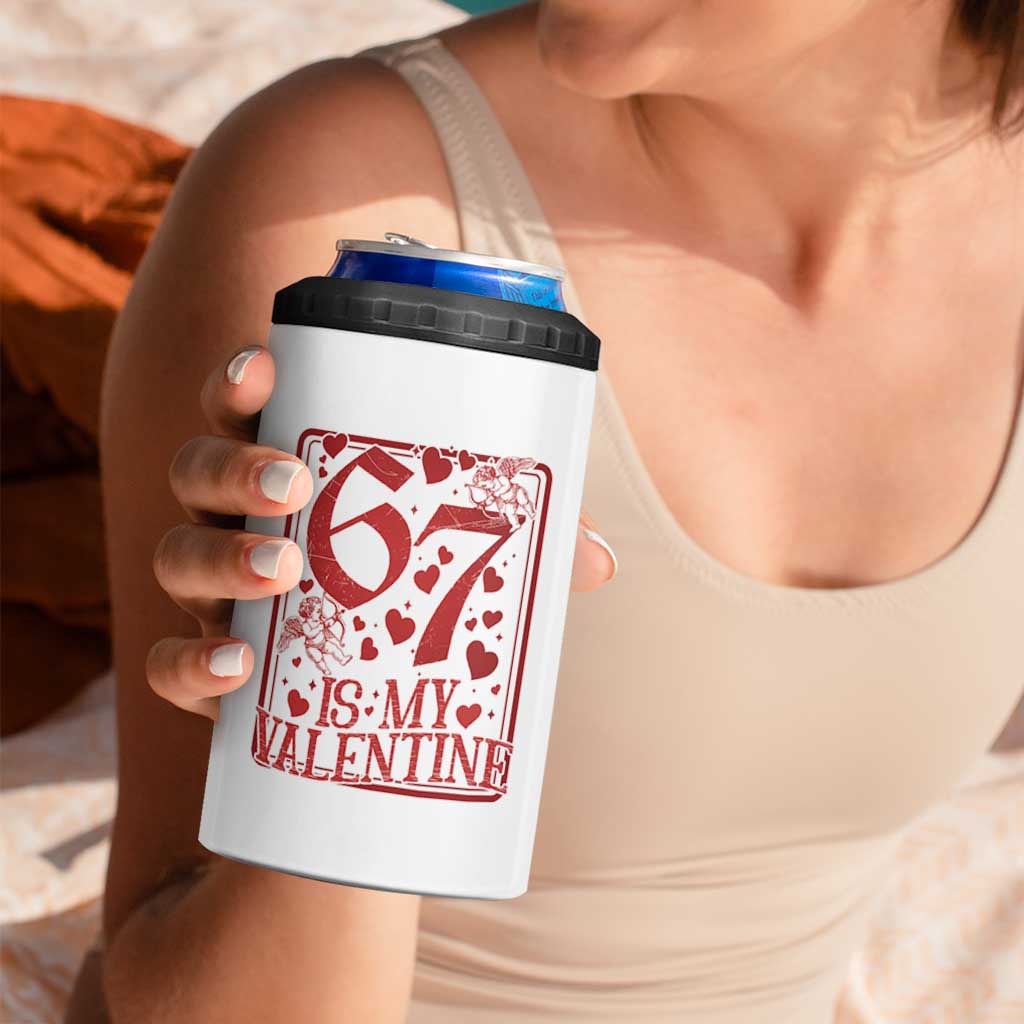 67 Valentines Playing Card 4 in 1 Can Cooler Tumbler Funny Six Seven Relationship Meme - Wonder Print Shop