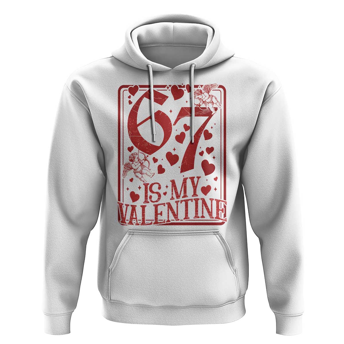 67 Valentines Playing Card Hoodie Funny Six Seven Relationship Meme - Wonder Print Shop