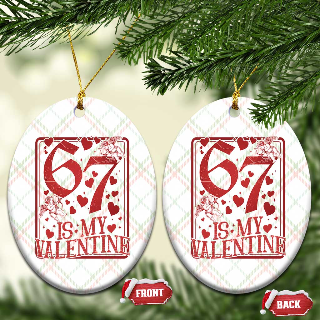 67 Valentines Playing Card Ceramic Ornament Funny Six Seven Relationship Meme - Wonder Print Shop