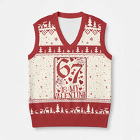 67 Valentines Playing Card V-Neck Knit Sweater Vest Funny Six Seven Relationship Meme - Wonder Print Shop